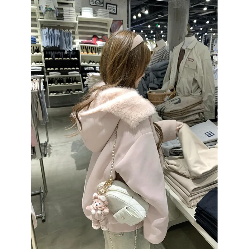 MARIE.COCO秋冬新款软糯两面穿毛毛外套上衣高级感阔腿牛仔裤套装