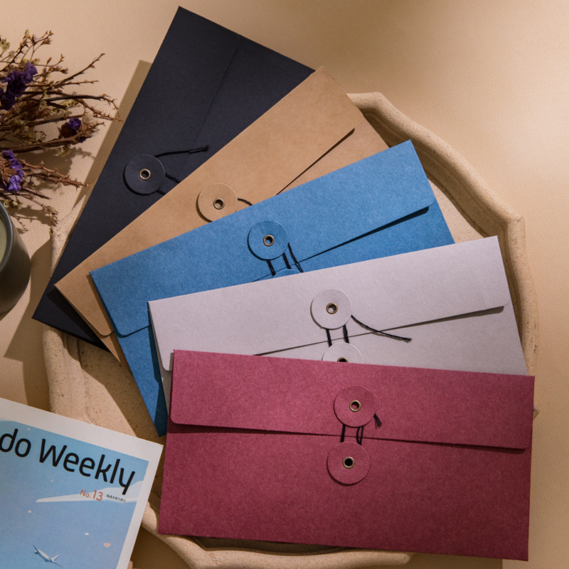 5号信封档案袋可烫金印LOGO定制文件袋彩色绑带绕信封袋合同袋