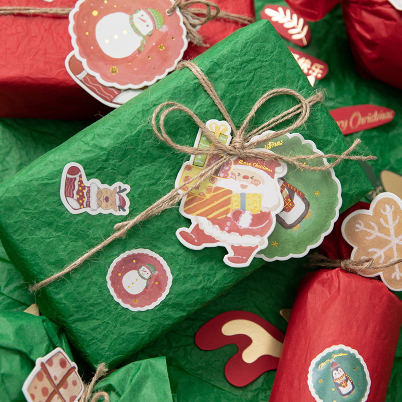 圣诞节雪梨纸包装纸平安夜苹果套装氛围感圣诞吊牌贴纸包礼物鲜花
