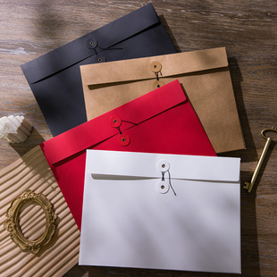 加厚A4牛皮纸黑卡纸250G文件袋横版档案袋可定制T恤收纳袋信封袋