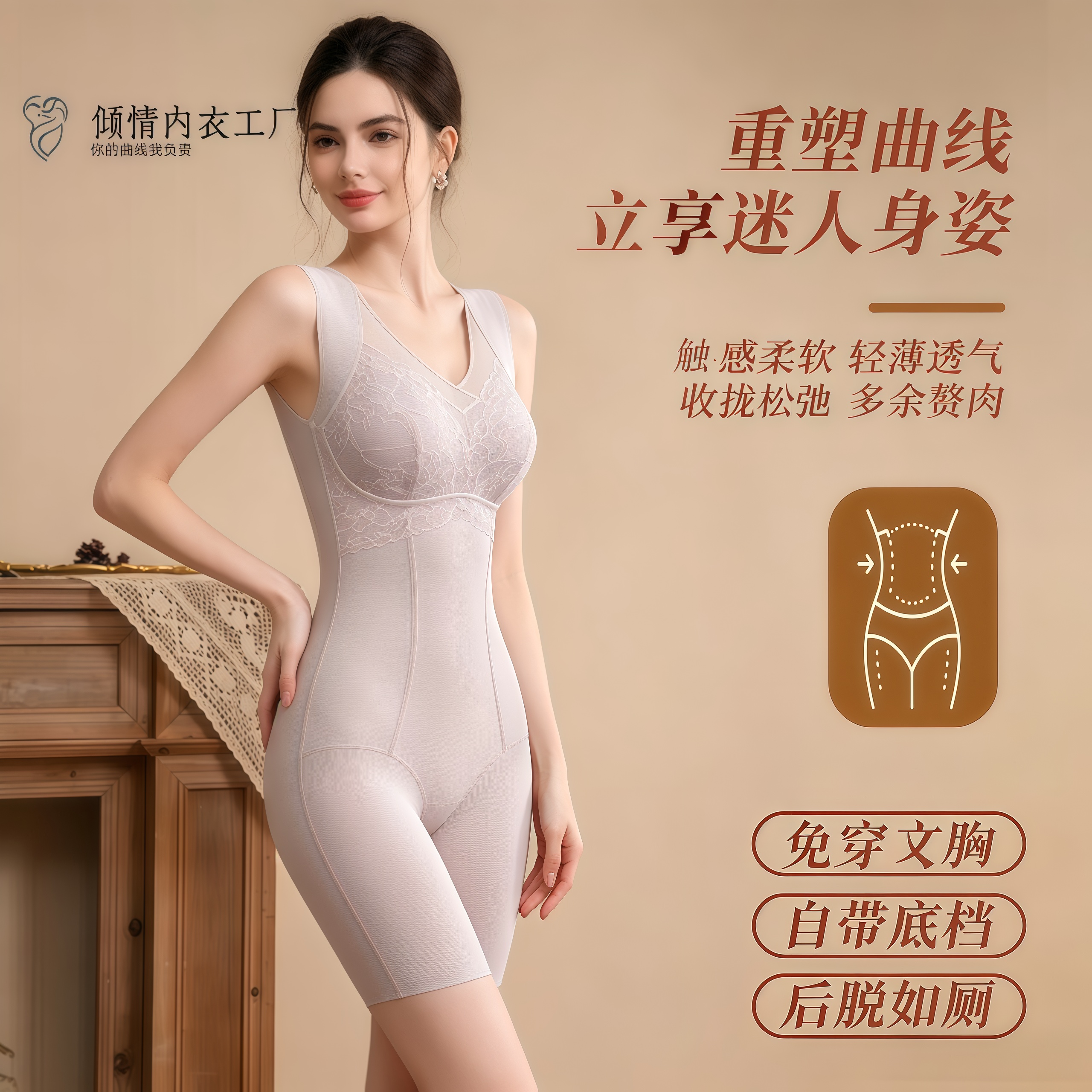 【倾情正&mdash;品】2026春季刺绣高定顶奢高级版体雕衣女士连体塑身衣
