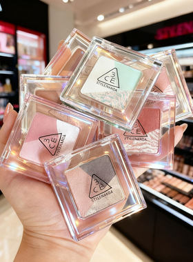 3ce三熹玉方格眼影盘三色猫薄荷绿色奶芋粉狸花棕黄油摩卡持妆女