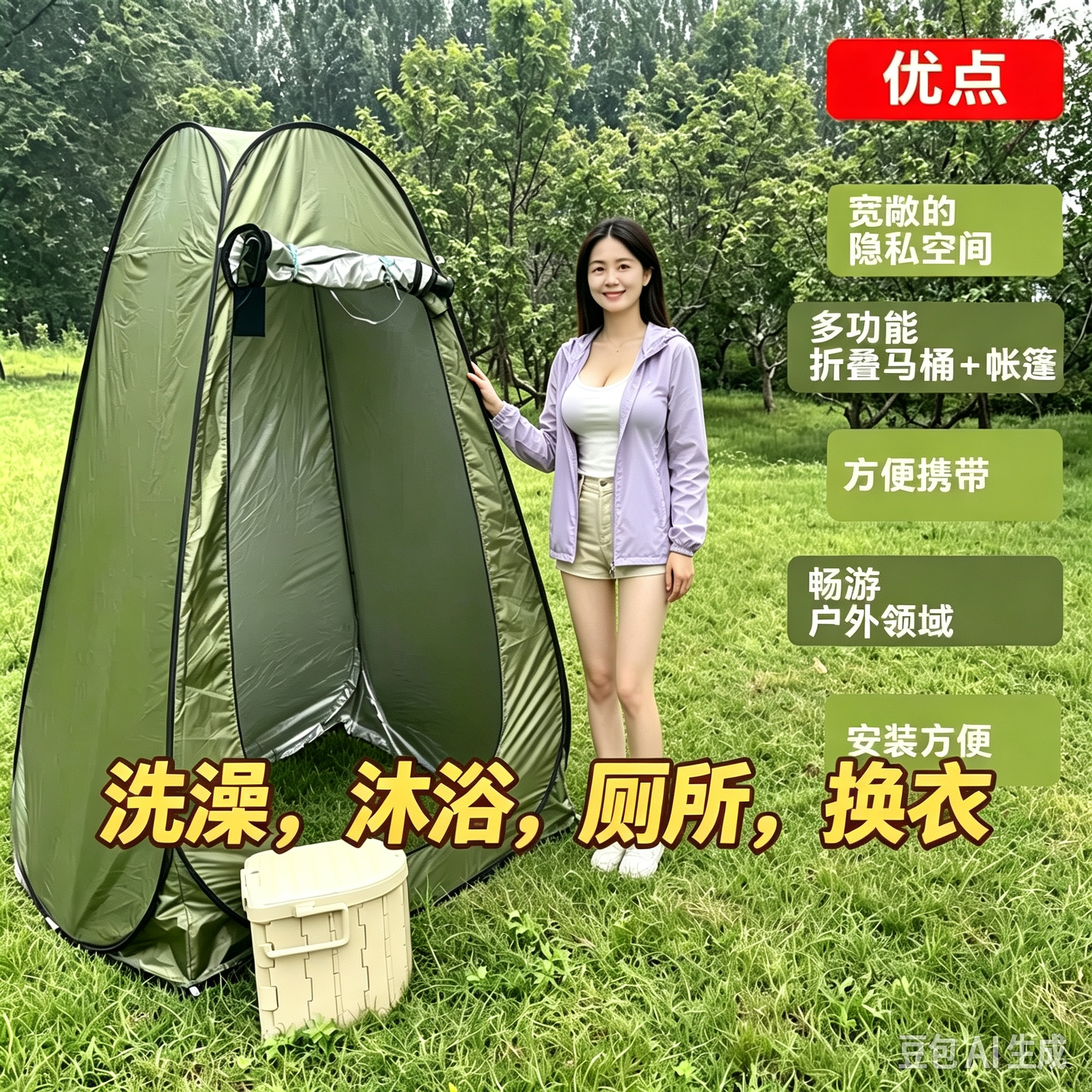 成人洗澡沐浴用帐篷家用保暖移动厕所淋浴帐篷洗澡浴罩便携式速开