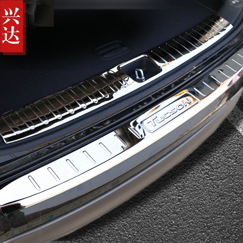 2015款北京现代全新途胜专用不锈钢后备箱踏板 TUCSON全套后护板