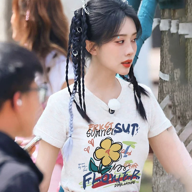 孟子义同款韩系笑话短袖T恤女2025新款夏季小众情侣休闲潮流上衣