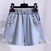 儿童韩版 薄款 高腰宽松热裤 女童牛仔短裤 2025新款 夏季 大童女孩裤 子