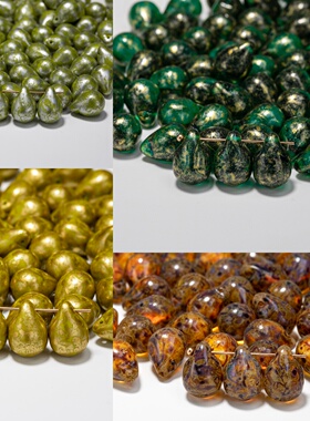 10X14捷克珠大水滴 多色合集胖吊坠古董琉璃毕卡索透色串珠材料