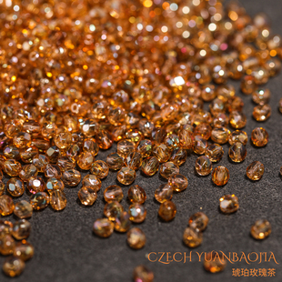 4mm火磨珠100颗 捷克进口水晶珠火光枣珠串珠diy手链 琥珀玫瑰茶