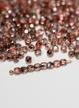 3mm火磨珠100颗 阿波罗金半透明白 进口捷克机造珠串珠法绣材料