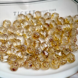 6mm捷克进口大教堂切面珠 透明白毕卡索diy串珠手链项链材料百搭