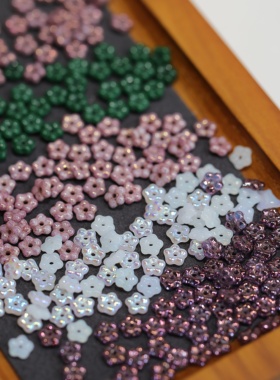 20颗装5mm捷克进口古董珠 小隔花粉色红色白AB彩琥珀蓝绿紫小混装