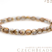 6mm火磨珠50颗 珠光香槟琥珀捷克进口水晶珠火光枣珠水钻HM6107