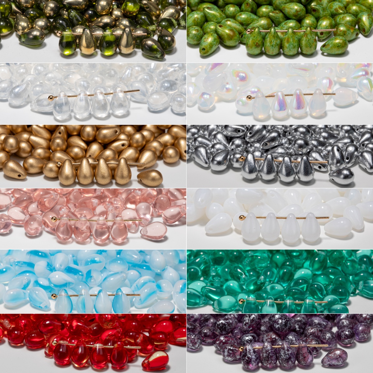 6x9mm捷克珠水滴 多色常用型号古董琉璃毕卡索透色串珠材料媛宝家