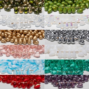 6x9mm捷克珠水滴 多色常用型号古董琉璃毕卡索透色串珠材料媛宝家