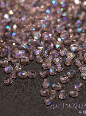 4mm火磨珠100颗 中紫晶AB捷克进口水晶珠火光枣珠散珠人造手链
