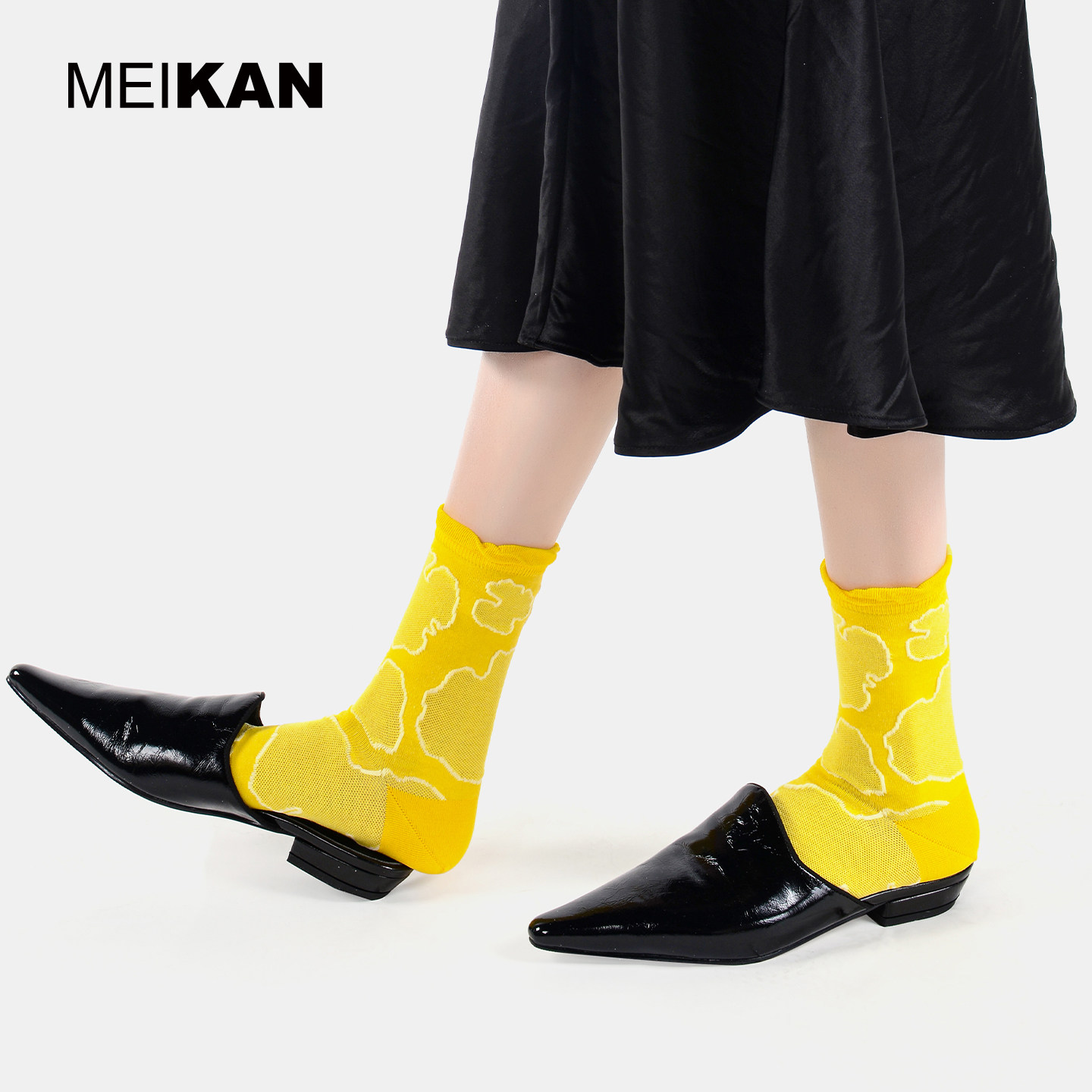 MEIKAN美看镂空花边袜中筒袜