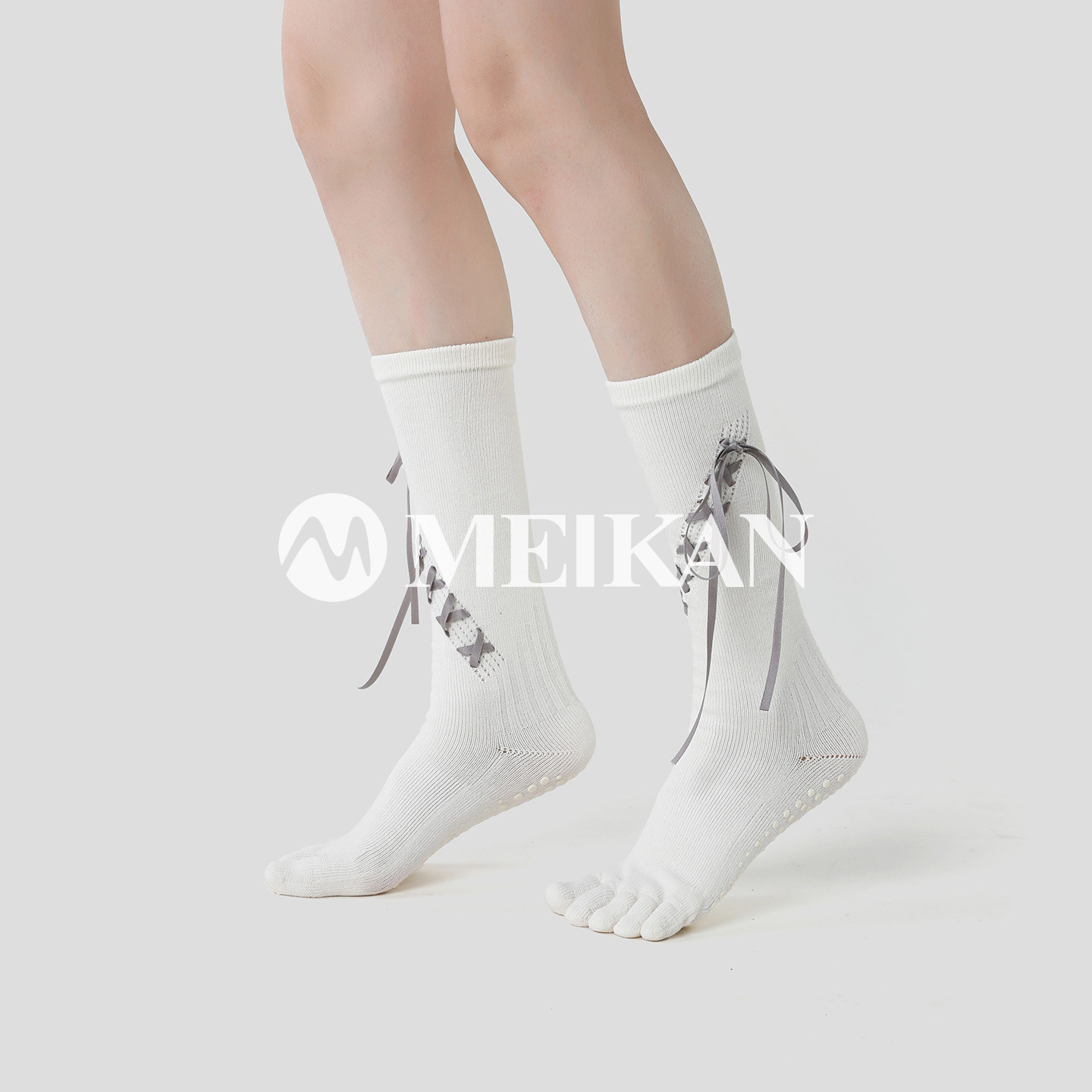 MEIKAN瑜伽普拉提五指袜蝴蝶结袜