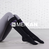 MEIKAN瑜伽袜女高筒袜长春秋中筒袜微压袜显瘦条纹长筒运动风袜子