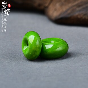 湖北高瓷菜籽黄绿松石单个面包圈 天然平安扣隔片珠车轮珠diy散珠