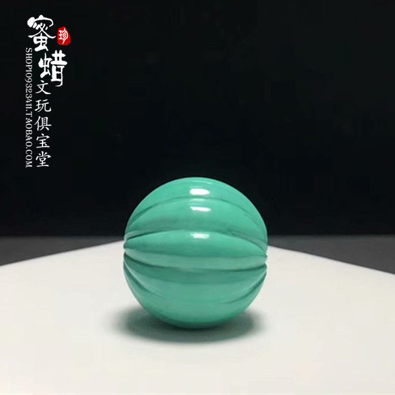 湖北天然原矿高瓷蓝绿松石南瓜珠单颗顶腰珠原石diy星月金刚配饰