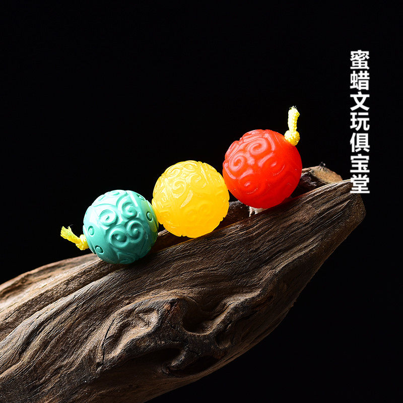 天然蜜蜡散珠绿松石配珠手串