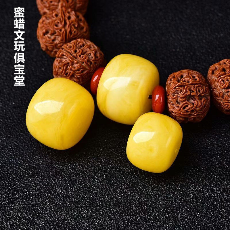 天然蜜蜡配珠珠子散珠单颗桶珠单珠手串星月金刚配饰顶珠20mm墩子
