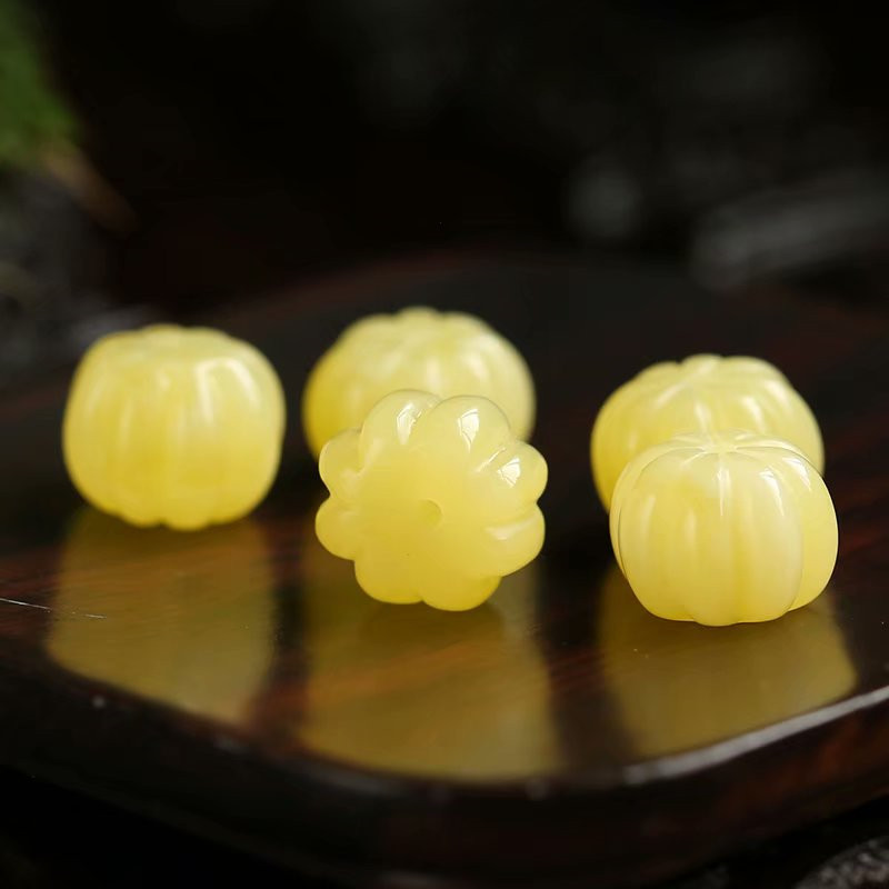 琥珀蜜蜡回纹珠 蜜蜡扁南瓜珠蜜蜡莲花珠diy制作手链项链串珠材料