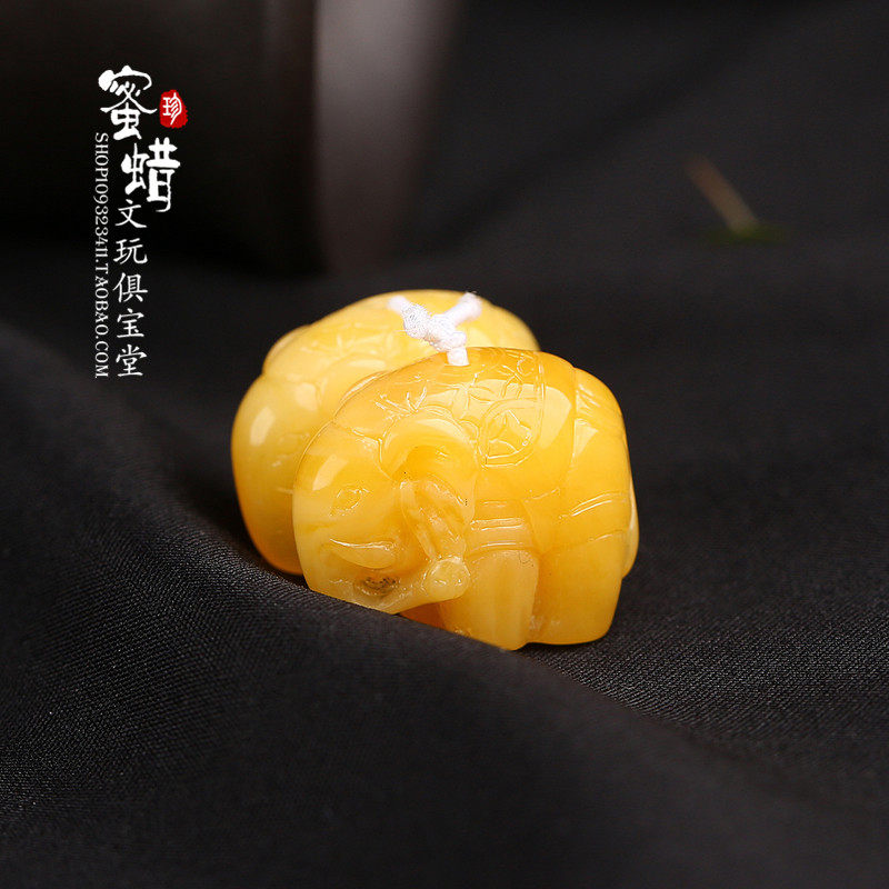 蜜蜡吊坠小象手串链男女散珠琥珀 天然正品背云星月菩提文玩配饰