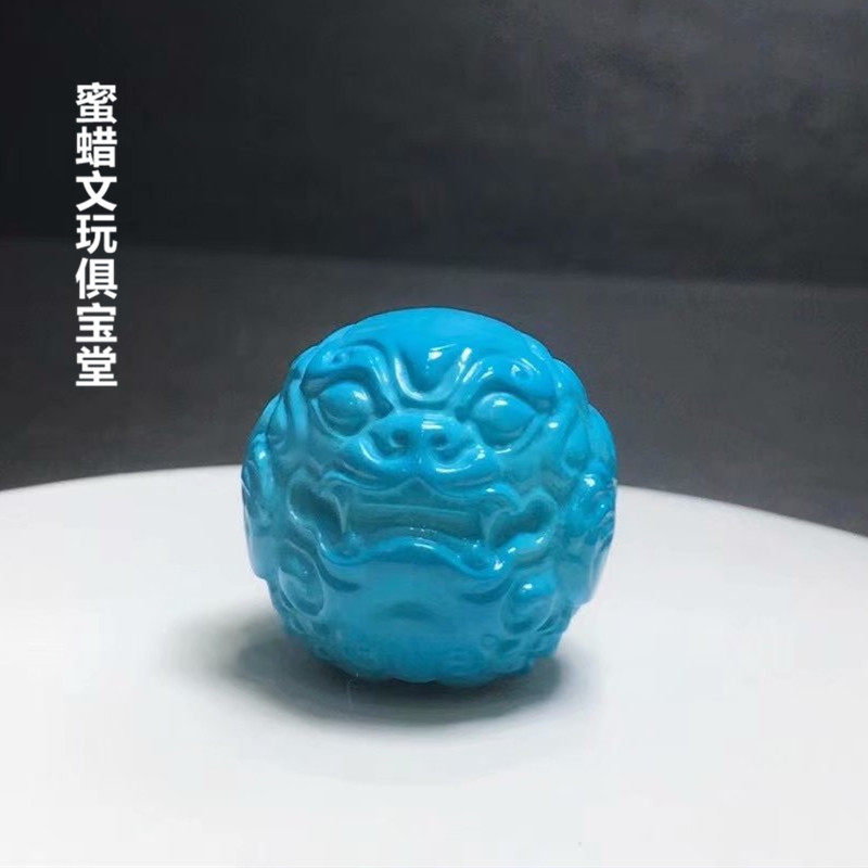 天然湖北原矿高瓷蓝绿松石貔貅圆珠兽珠多宝顶珠DIY文玩手串配饰高性价比高么？