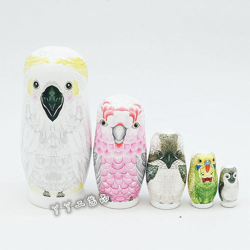 五层俄罗斯套娃木制工艺生日礼物