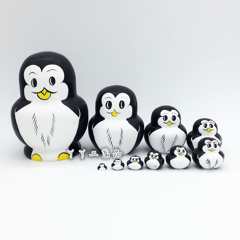 十层企鹅俄罗斯套娃娃工艺品礼品