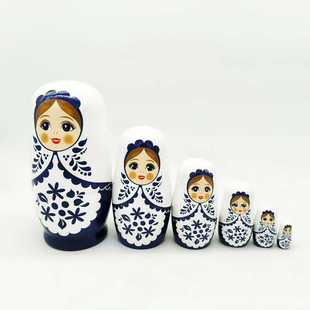 六层女孩俄罗斯套娃儿童木制玩具工艺礼品生日圣诞礼物木质摆件