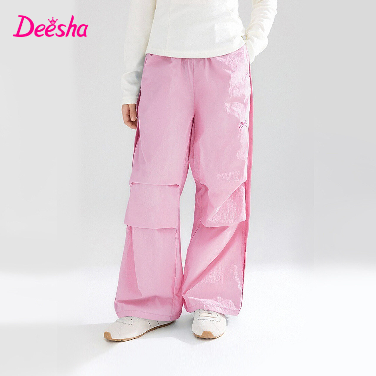 笛莎官旗童装女童工装裤2025春秋季新款大童女孩儿童洋气休闲长裤