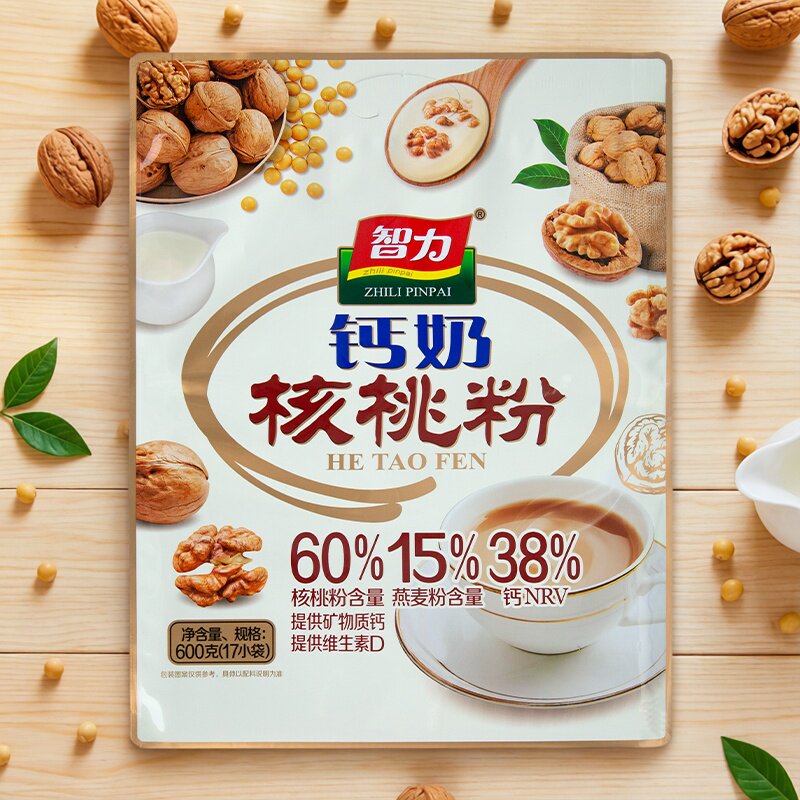 智力牛奶加钙奶核桃粉600g 17小袋装 学生白领健康营养早餐冲饮品