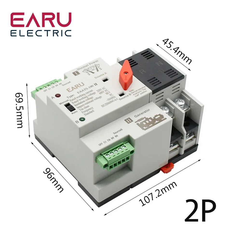 미니 ATS 자동 전환 스위치 전기 선택기 스위치 이중 전원 스위치 태양광 태양광 DIN