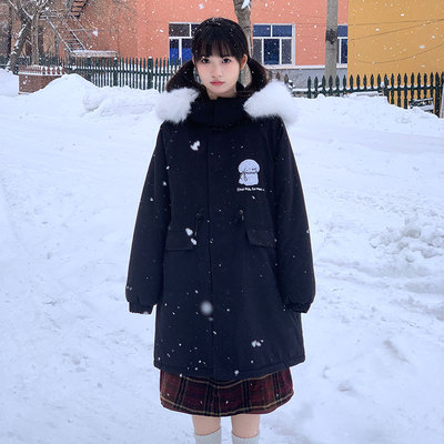 Bear Doll可爱日系小狗情侣连帽冬季棉服童趣风宽松加厚长款外套