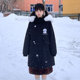 棉服童趣风宽松加厚长款 Bear Doll可爱日系小狗情侣连帽冬季 外套