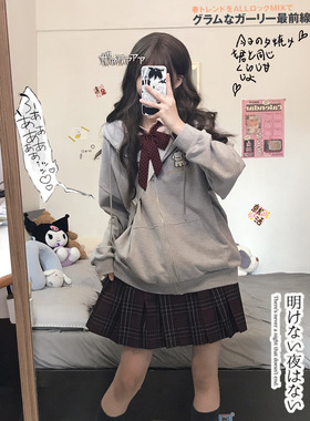 Beardoll卫衣外套女2025年春秋新款灰色小狗开衫可爱个性连帽上衣