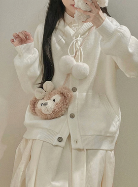 BearDoll2025秋冬新款毛茸茸外套开衫毛衣针织学院风毛绒绒的秋装