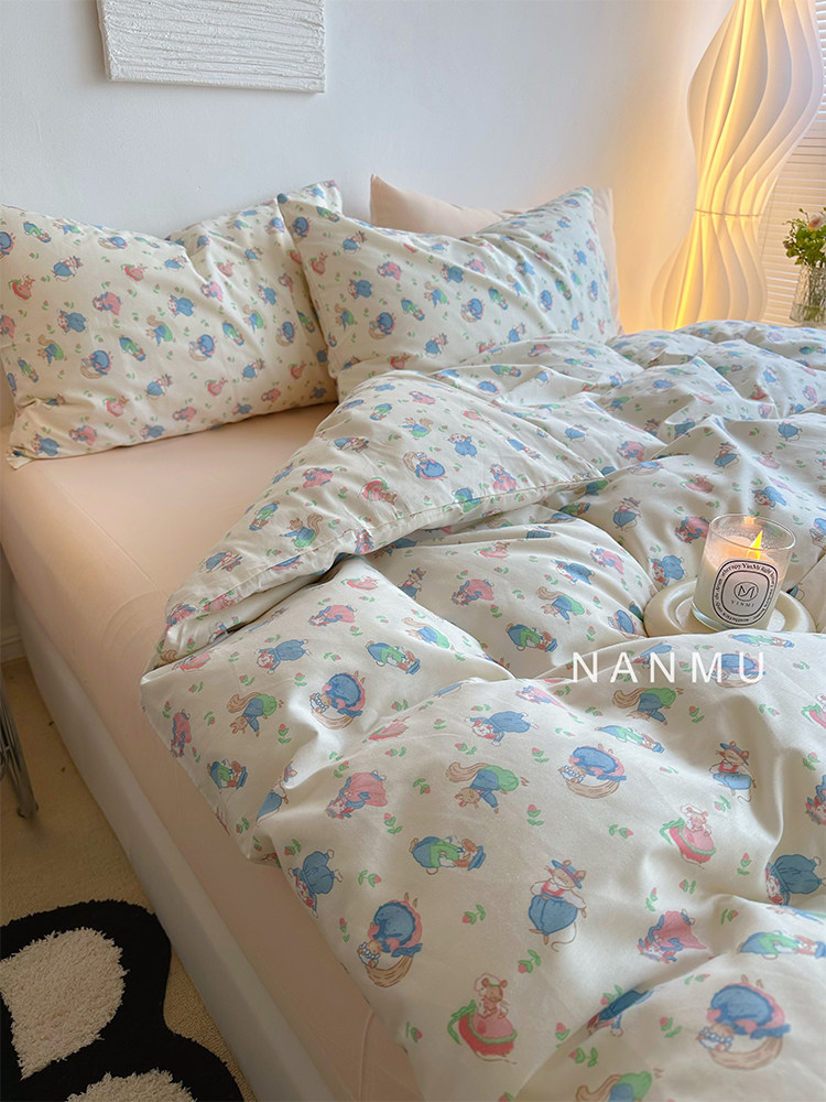 梦幻乐园｜ins治愈系卡通纯棉四件套可爱兔子松鼠全棉儿童床品1.5,床上用品,床品套件/四件套/多件套,淘宝优惠券,粉丝福利购,淘宝优惠卷