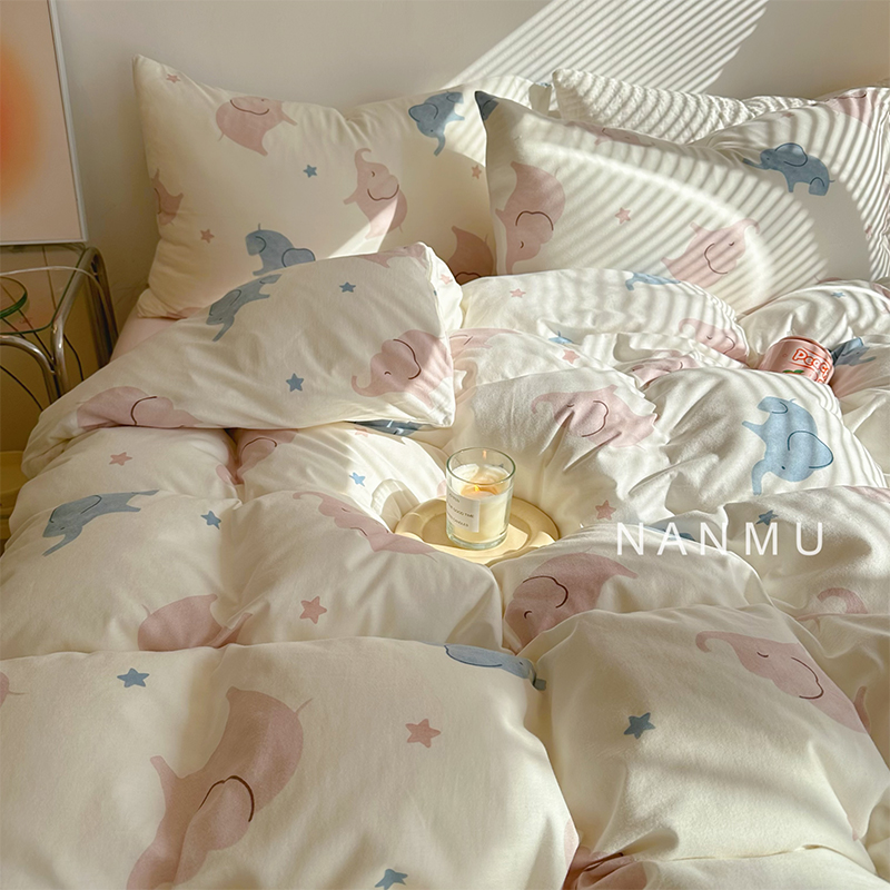 奶油小象四件套全棉针织棉