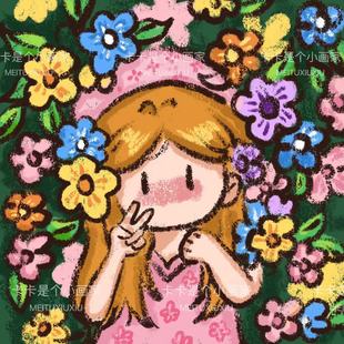 newmasus代画手绘蜡笔油画棒情侣头像q版定制卡通涂鸦照片转漫画