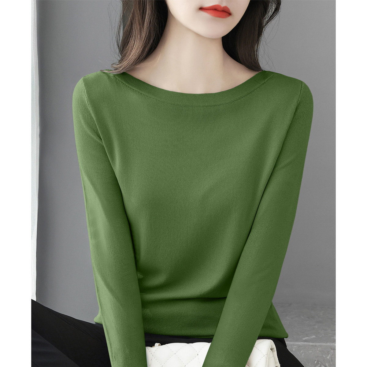 秋冬新款内搭长袖一字领肩针织衫薄款设计感修身显瘦打底衫上衣女,女装/女士精品,大码内搭,淘宝优惠券,粉丝福利购,淘宝优惠卷