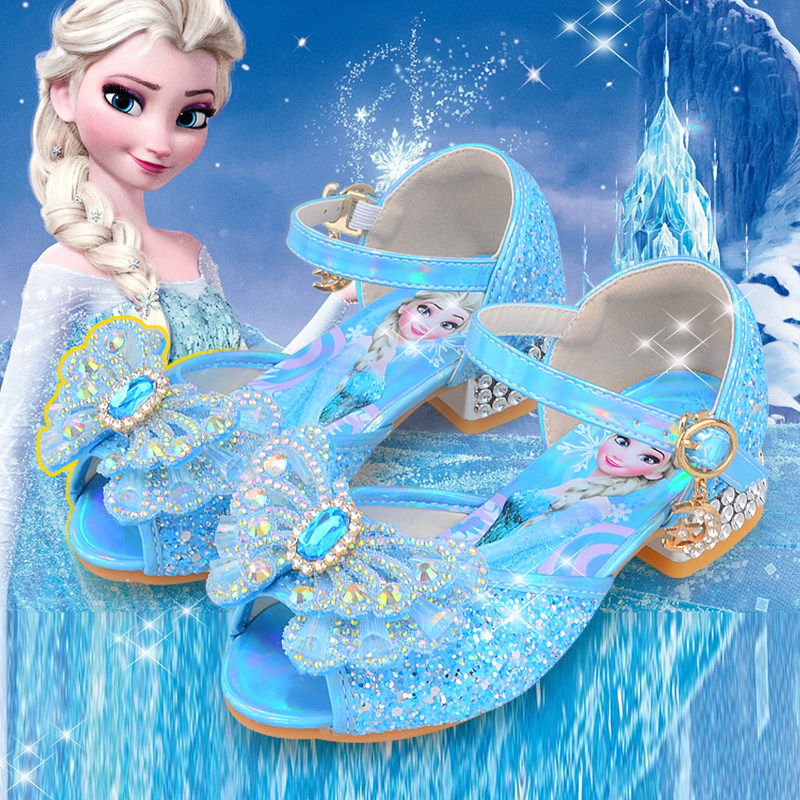 儿童公主鞋可爱莎艾中大童女童夏季凉鞋时尚宝宝水晶小女孩高跟鞋