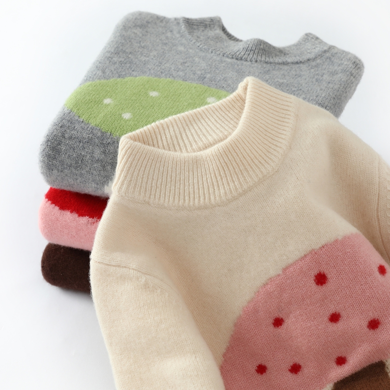 秋冬季男女同款纯羊毛提花毛衣