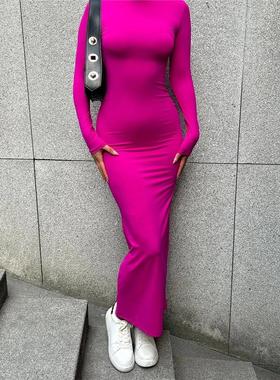 Autumn and Winter Dress Women's Bag Hip Sexy Long Dress