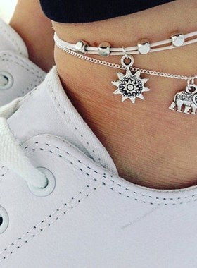 women silver bead chain anklet ankle bracelet