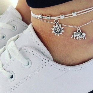 women silver bead chain anklet ankle bracelet