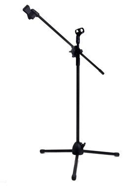 Dual Clips Boom Microphone Mic Stand Holder Adjustable Colla