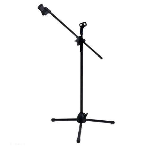 Dual Clips Boom Microphone Mic Stand Holder Adjustable Colla